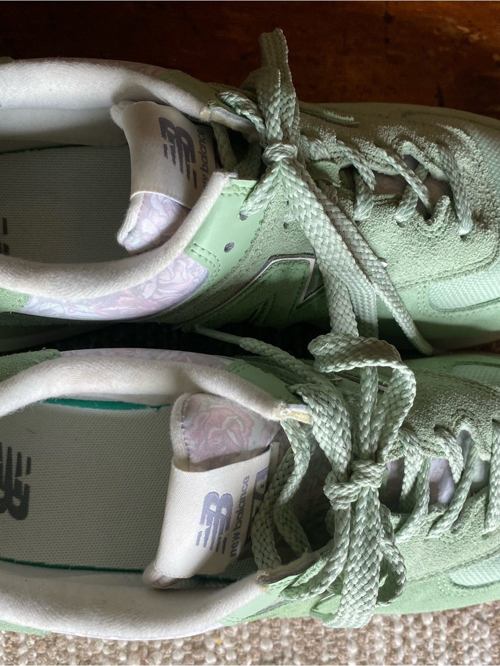 New Balance Women's Mint Green Suede Athletic Sneakers - Picture 6 of 8
